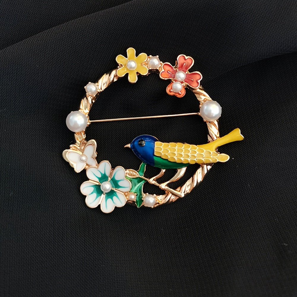 Retro Butterfly and Flower Brooch Alloy Jewelry for Women Stylish Accessory