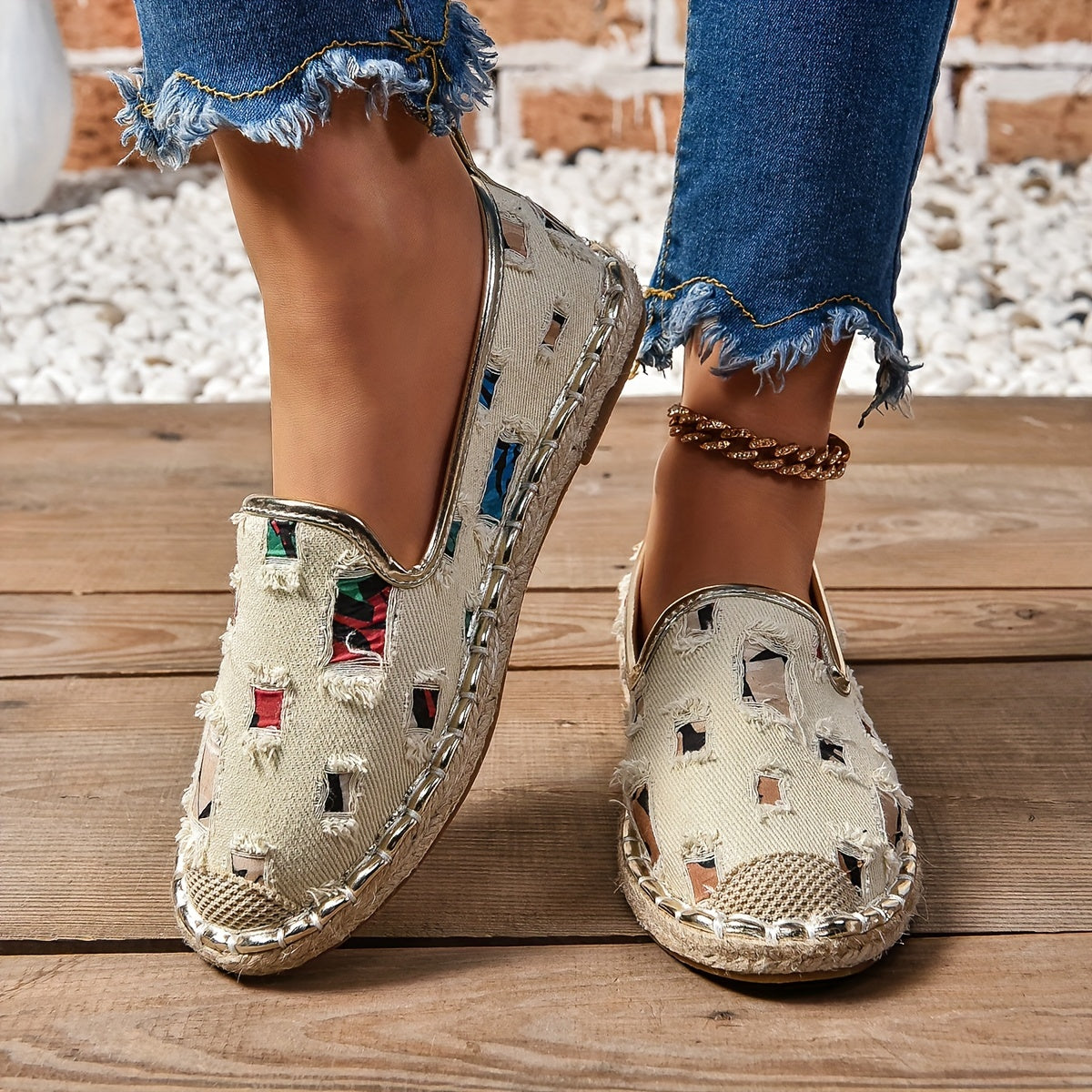 Women's Casual Woven Rope Sneakers Flat Trendy Flat Shoes