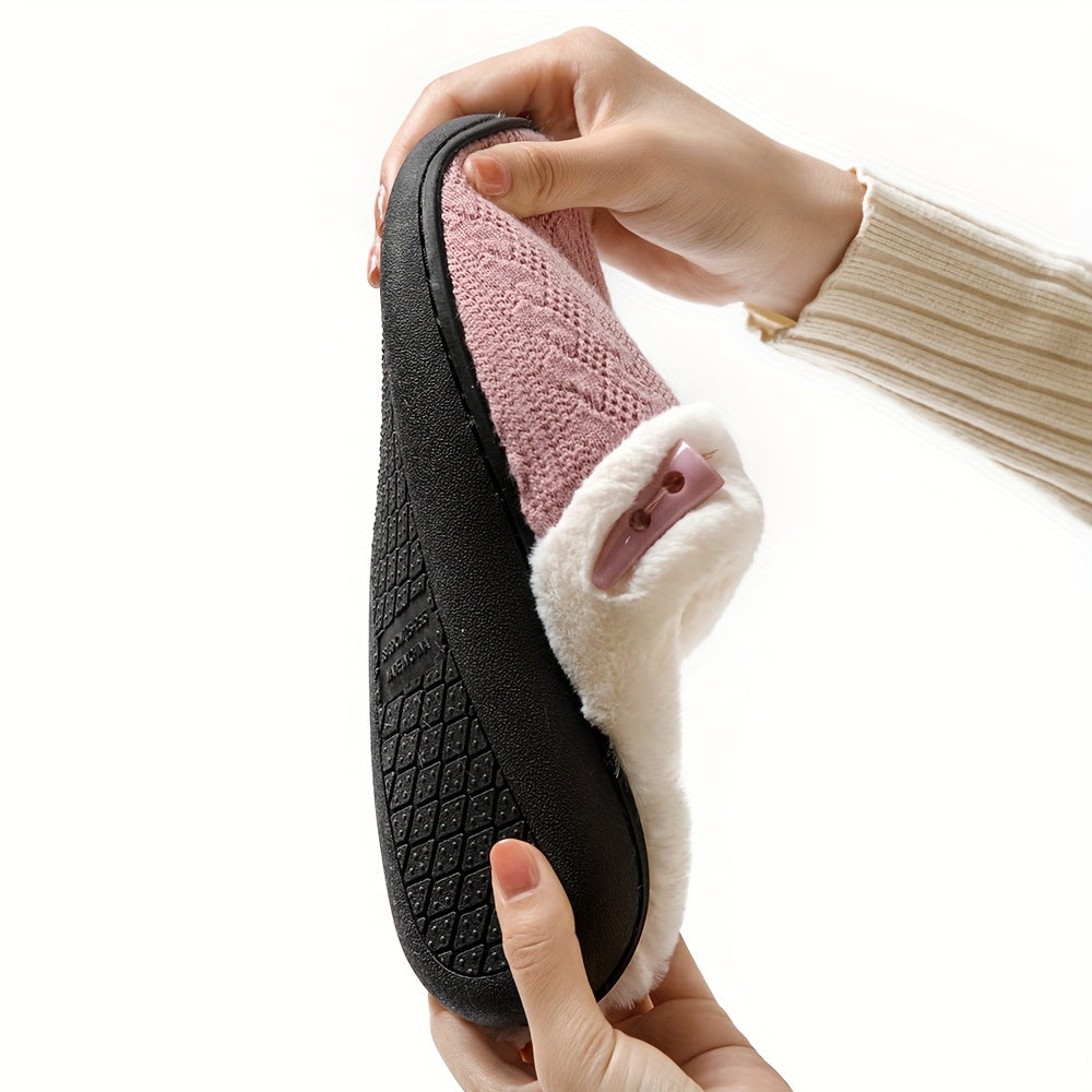 Women's Warm Plush Indoor Slippers, Non-slip Cozy Soft Sole Slides