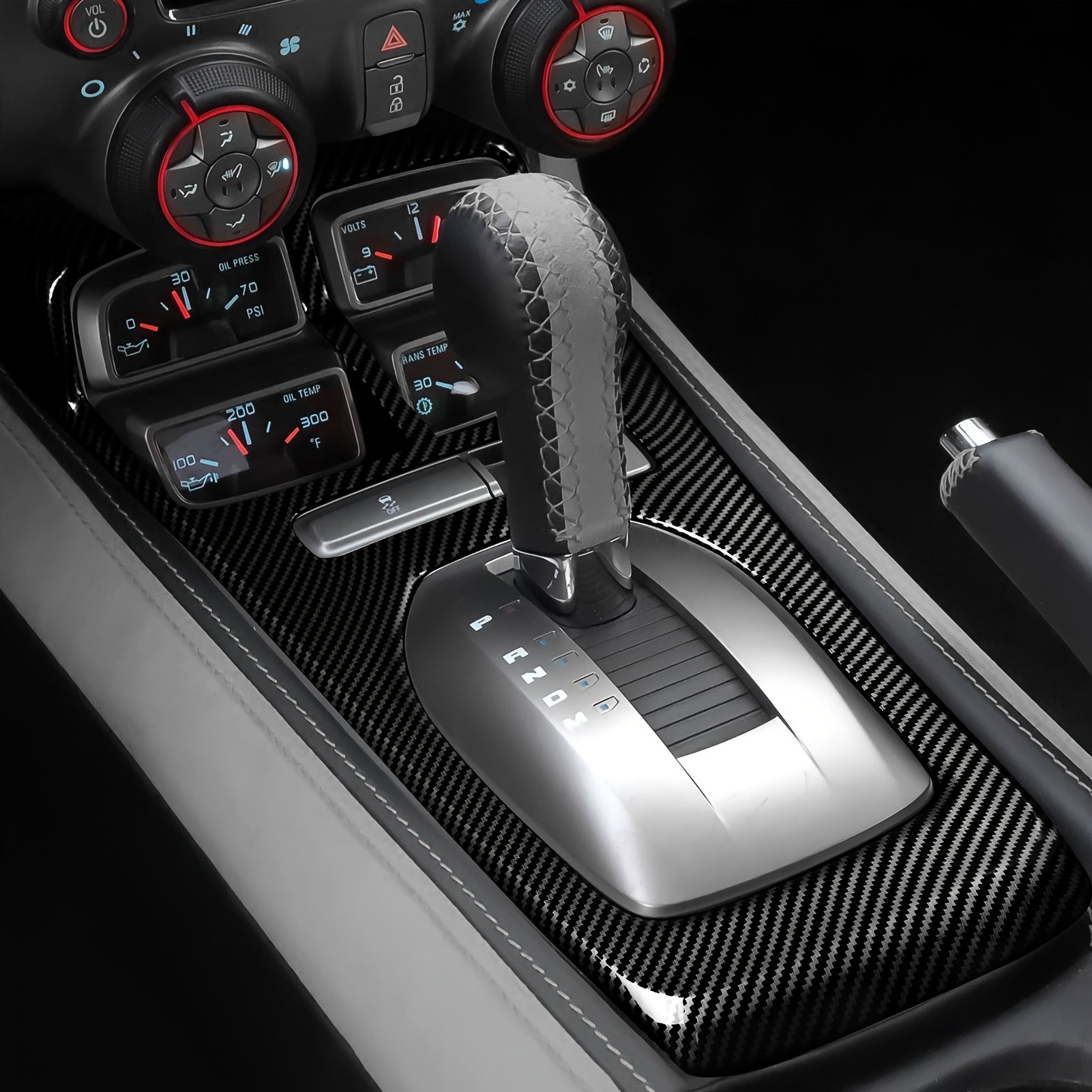 Car Interior ABS Carbon Fiber Center Console Gear Shift Panel Sticker for Camaro