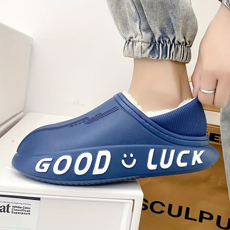 Women's Waterproof Plush Lined Slip-On Winter Slippers Indoor Outdoor