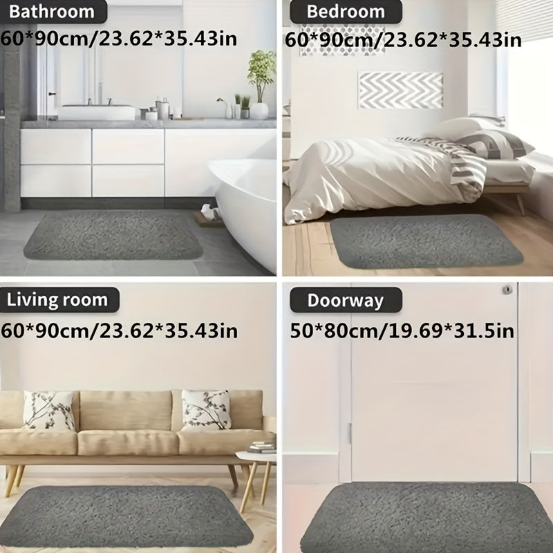 Alfombra de baño de felpa de secado rápido con respaldo antideslizante de espuma viscoelástica y alfombra de fibra esponjosa para inodoro