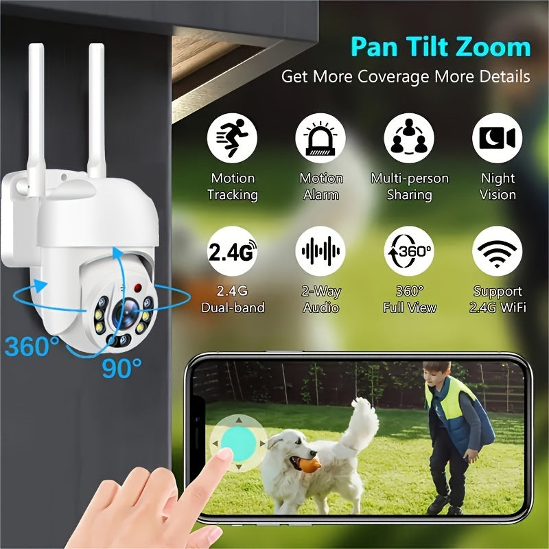 Outdoor WiFi PTZ Security Camera with Auto Tracking 360° Surveillance Night Vision Two-Way Audio
