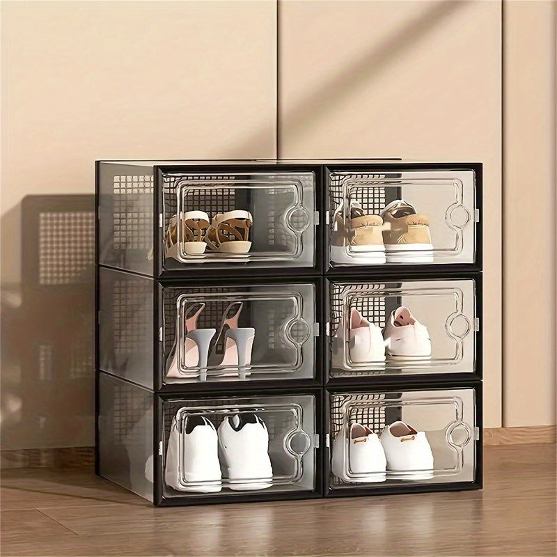Clear Plastic Shoe Storage Boxes with Lids, Collapsible Stackable Organizer in Packs of 2 12 18 24
