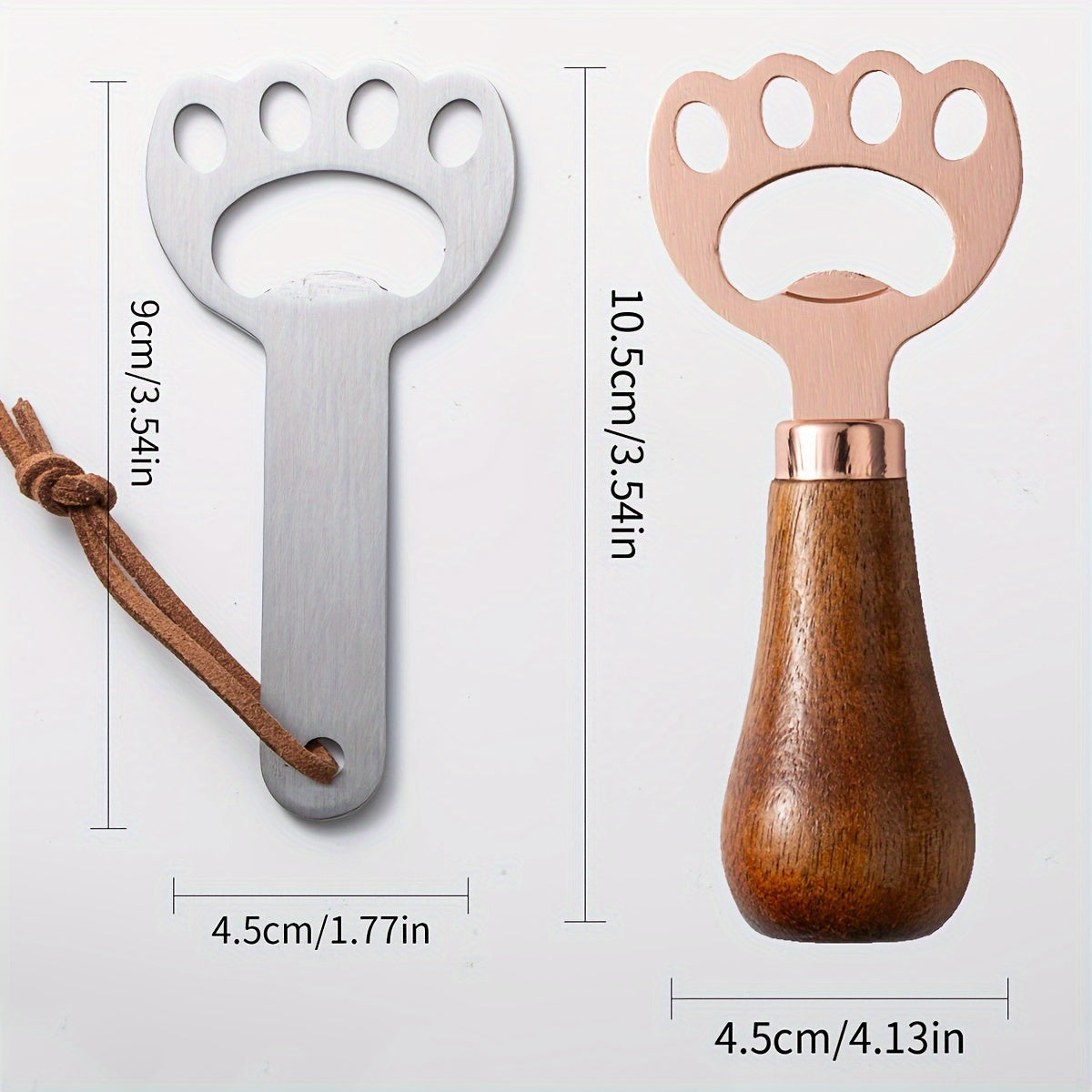 Stainless Steel Cat Claw Beer Opener with Wooden Handle