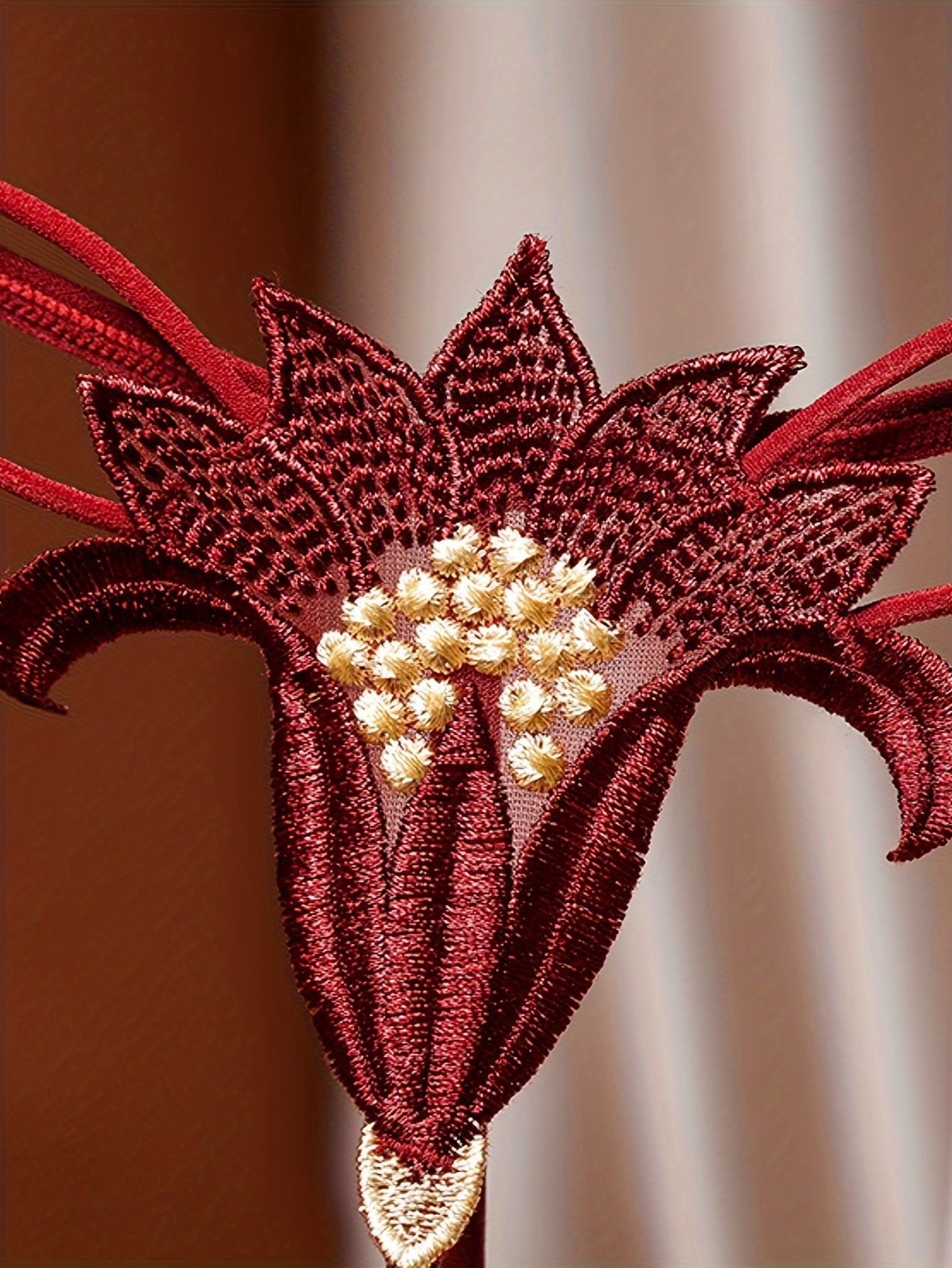 Beaded Floral Thong Panties Low Rise Breathable Polyester Lingerie