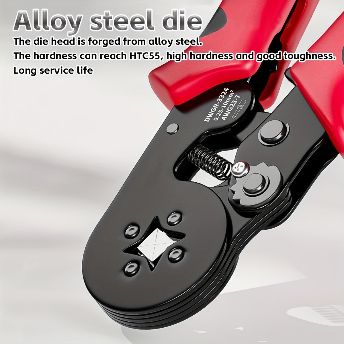 Elektr mutaxassisi uchun ko'p funksiyali qirqish pliers, 0.25-10mm² oralig'ida moslashuvchan ratchet terminal ulanishi, aylanish ta'miri va texnik xizmat ko'rsatish uchun ideal, Evropa uslubidagi dizayn.