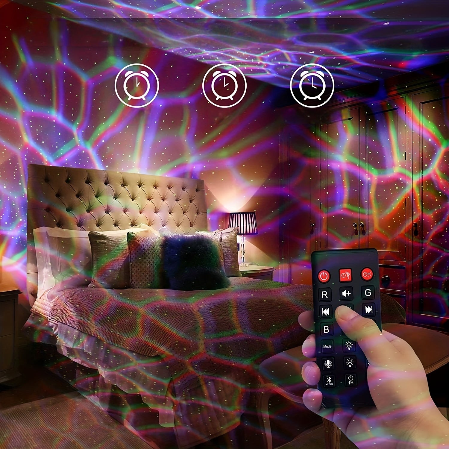 Proyector de luz nocturna estrellada con lámpara de neblina alimentada por USB para ambiente en el dormitorio