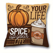 Pumpkin and Latte Autumn Pillow Cover 45.72cm Single-Sided Polyester Home Decor