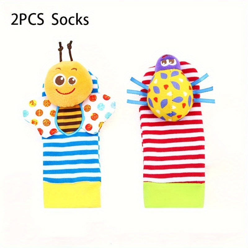 Baby Socks Set for Infants with Rattles and Foot Finder Toys, Breathable Fabric, Elastic Cuffs