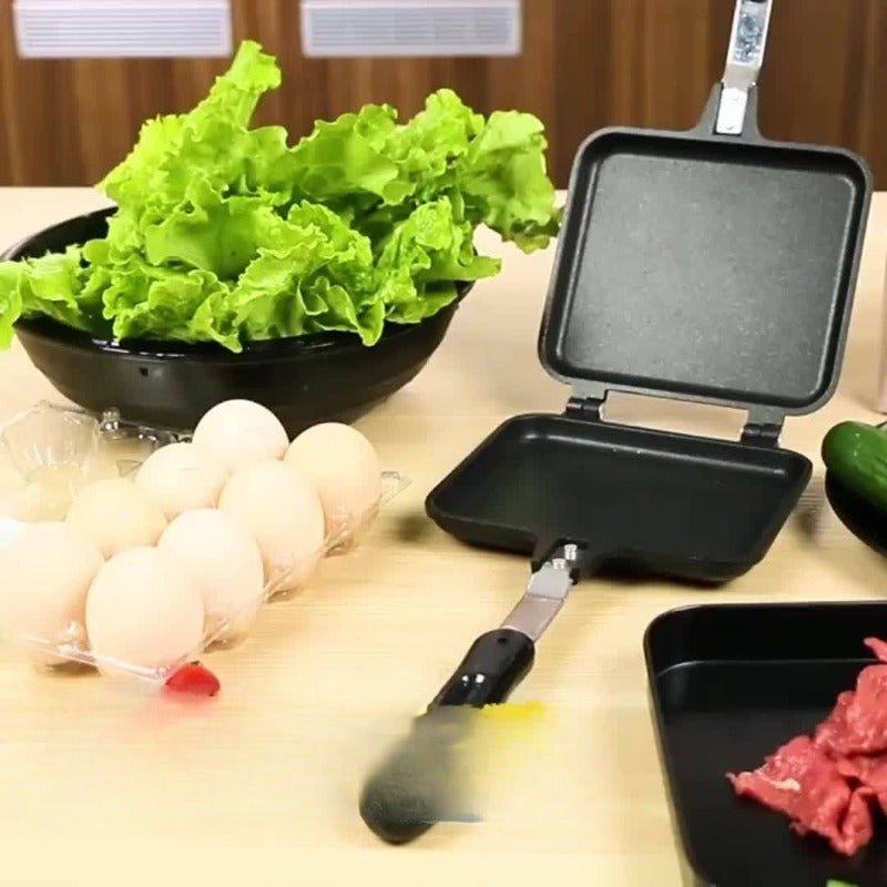 1 dona Olib tashlanadigan Sandwich Grill Pan Mold - Qattiqlashtirilmagan Alyuminiy Alloy Tuxum va Toast Tayyorlovchi, Olib tashlanadigan Griddle va Qopqoq bilan, Tez Nonushta Tayyorlash uchun