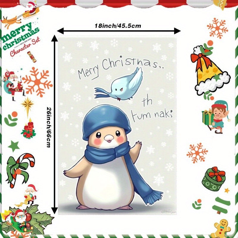 Christmas Towel 18x66cm Snowflakes Snowmen Deer Gift Decor