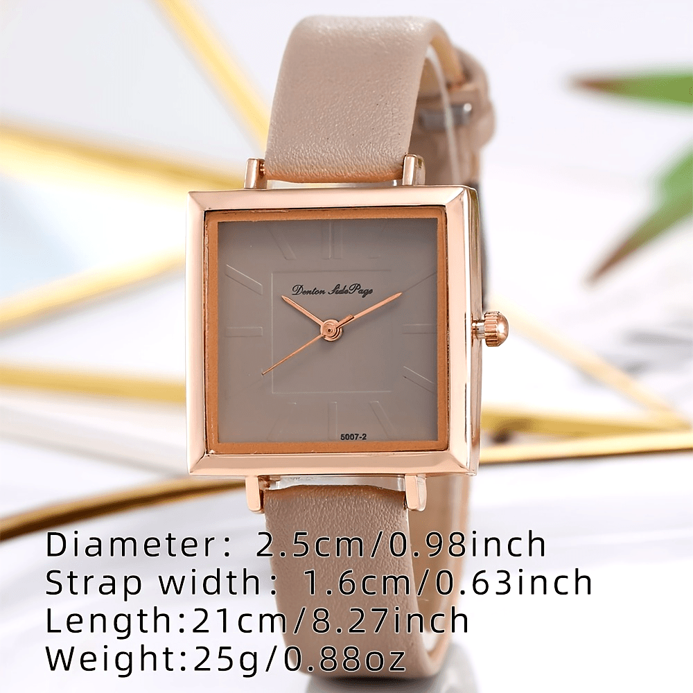 Ayollar uchun kvadrat kvarts soat PU charm bilan, kundalik kiyim uchun sovgʻa