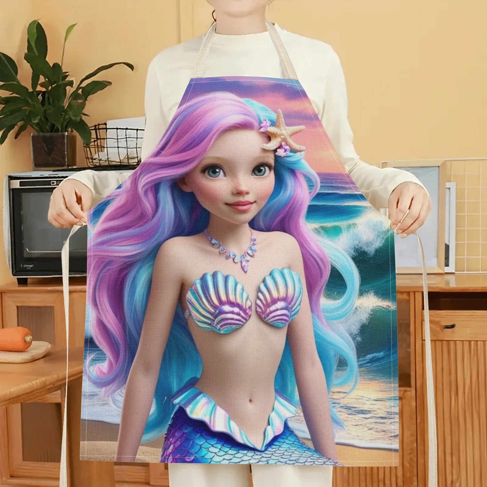 Waterproof Mermaid Apron for Kitchen Cooking Restaurant Hotel Use