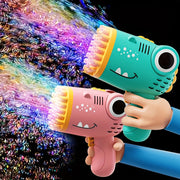 Dinosaur Bubble Gun Electric Foam Blaster with LED Lights for Kids 3+ Pink Green