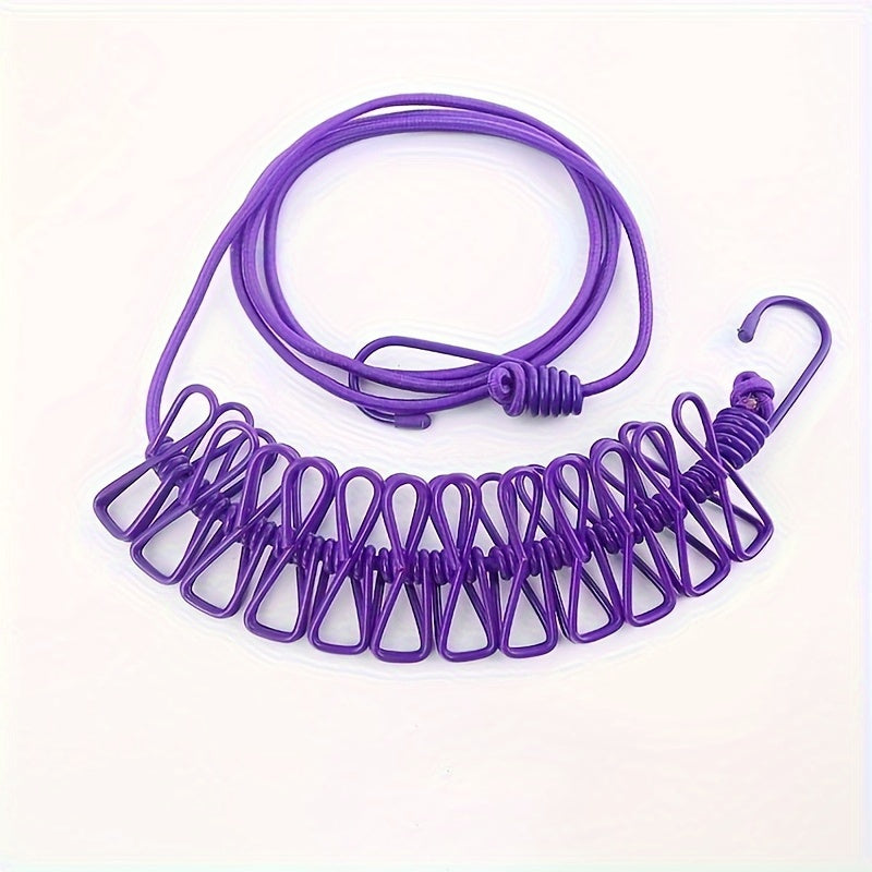 Portable Retractable Clothesline with 12 Clothespins Indoor Outdoor 185cm