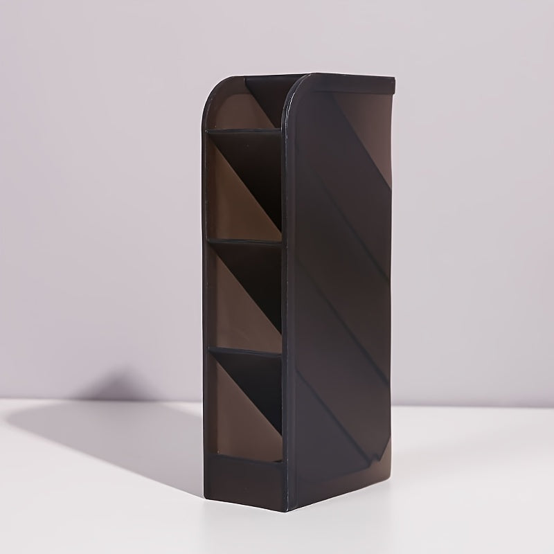 4-Compartment Vertical Desk Organizer with Slant Insert Space-Saving Plastic Storage