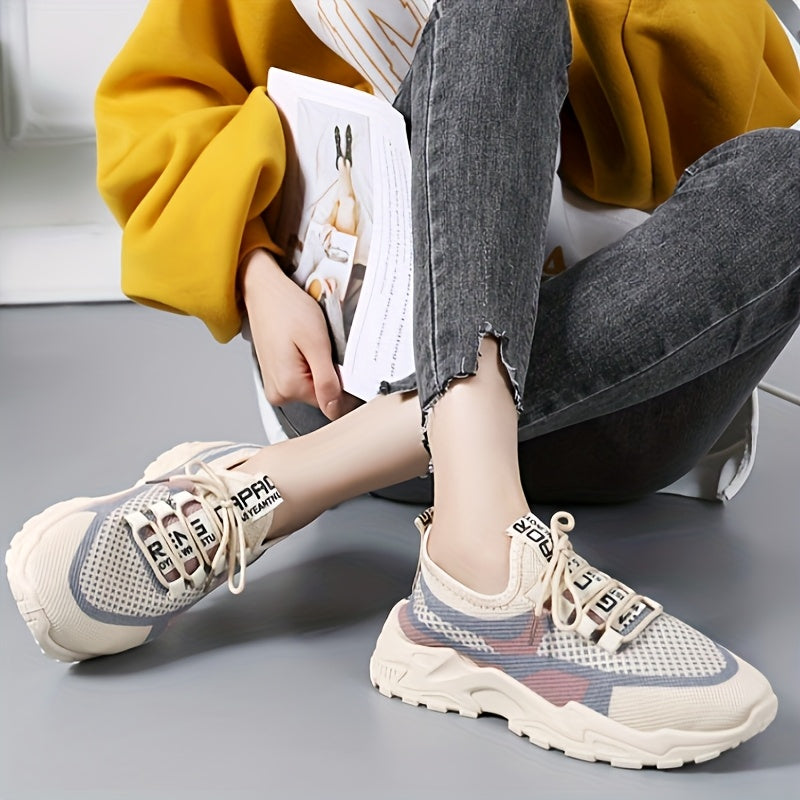 Zapatos deportivos casuales ligeros para mujer con suela gruesa para correr