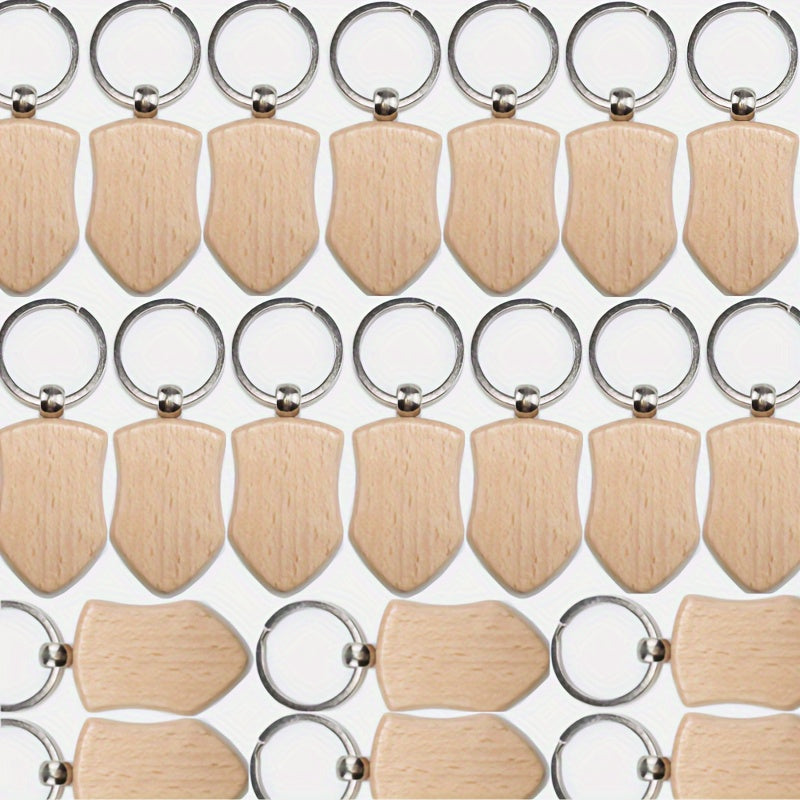 Twenty Pieces Wooden Keychain Blanks Rectangular for Engraving Jewelry Craft Projects
