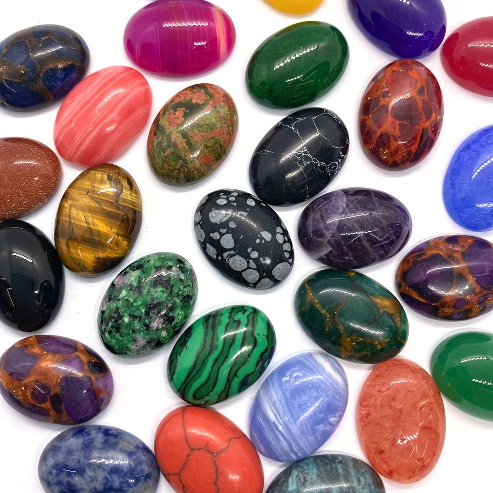 20 Pieces Natural Semi-Precious Oval Stone for Home Decor
