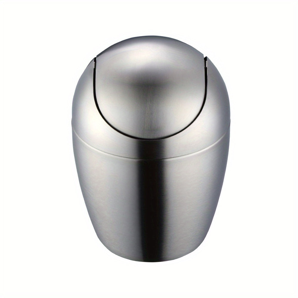 Multi-Color Stainless Steel Egg-Shaped Tableware Trash Can Silver Gold Rose