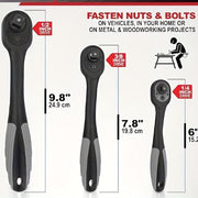 Universal kompozit vintli kalitlar to'plami 1/4 3/8 1/2 dyuymli uzatma 3 ta