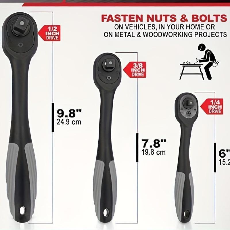 Universal kompozit vintli kalitlar to'plami 1/4 3/8 1/2 dyuymli uzatma 3 ta