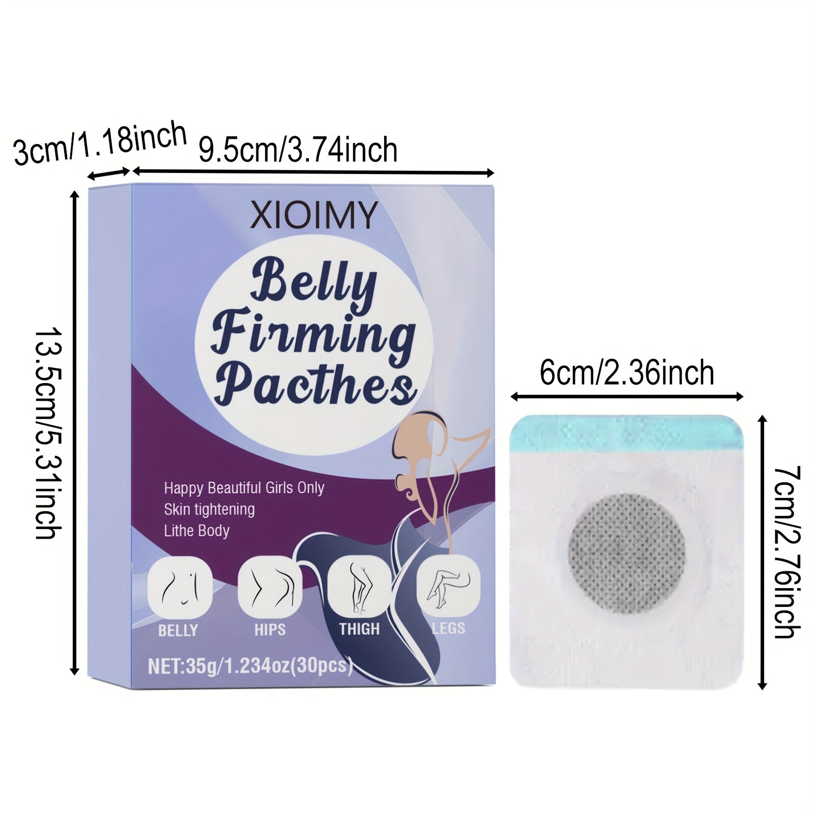 60pcs Belly Firming Patches for Abdomen, Waist, Arms, Legs with Hyaluronic Acid