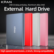 KPAN Portativ USB 3.0 Tashqi Qattiq Disk yuqori tezlikda ma'lumot uzatish uchun, katta sig'im (1TB/500GB/320GB), shaxsiy kompyuterlar, noutbuklar, smartfonlar va boshqalar bilan mos keladi.