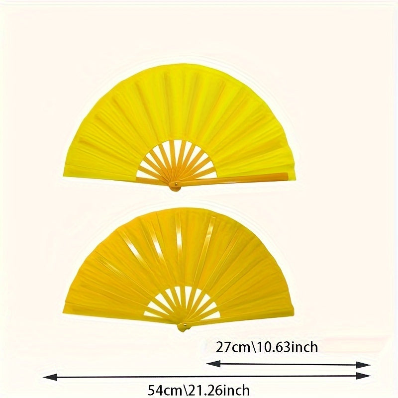 Foldable Nylon Cloth Fan for Dance Martial Arts Performance Non-Skid Grip