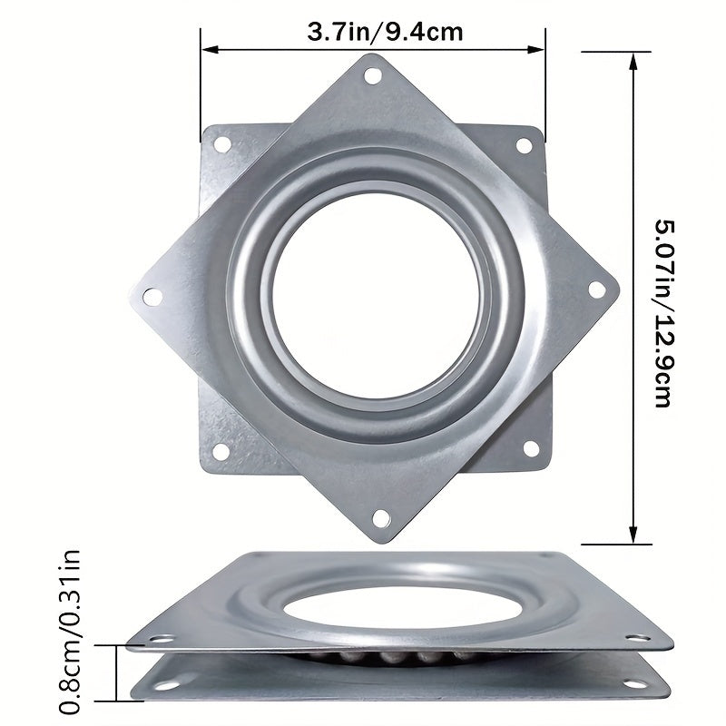 4 dyuymli temir kvadrat Lazy Susan aylantiruvchi rulman, toʻpli rulmanlar bilan, xizmat qilish tasmalariga, oshxona saqlash javonlariga, hunarmandchilik stollariga moʻljallangan, 1 ta paket
