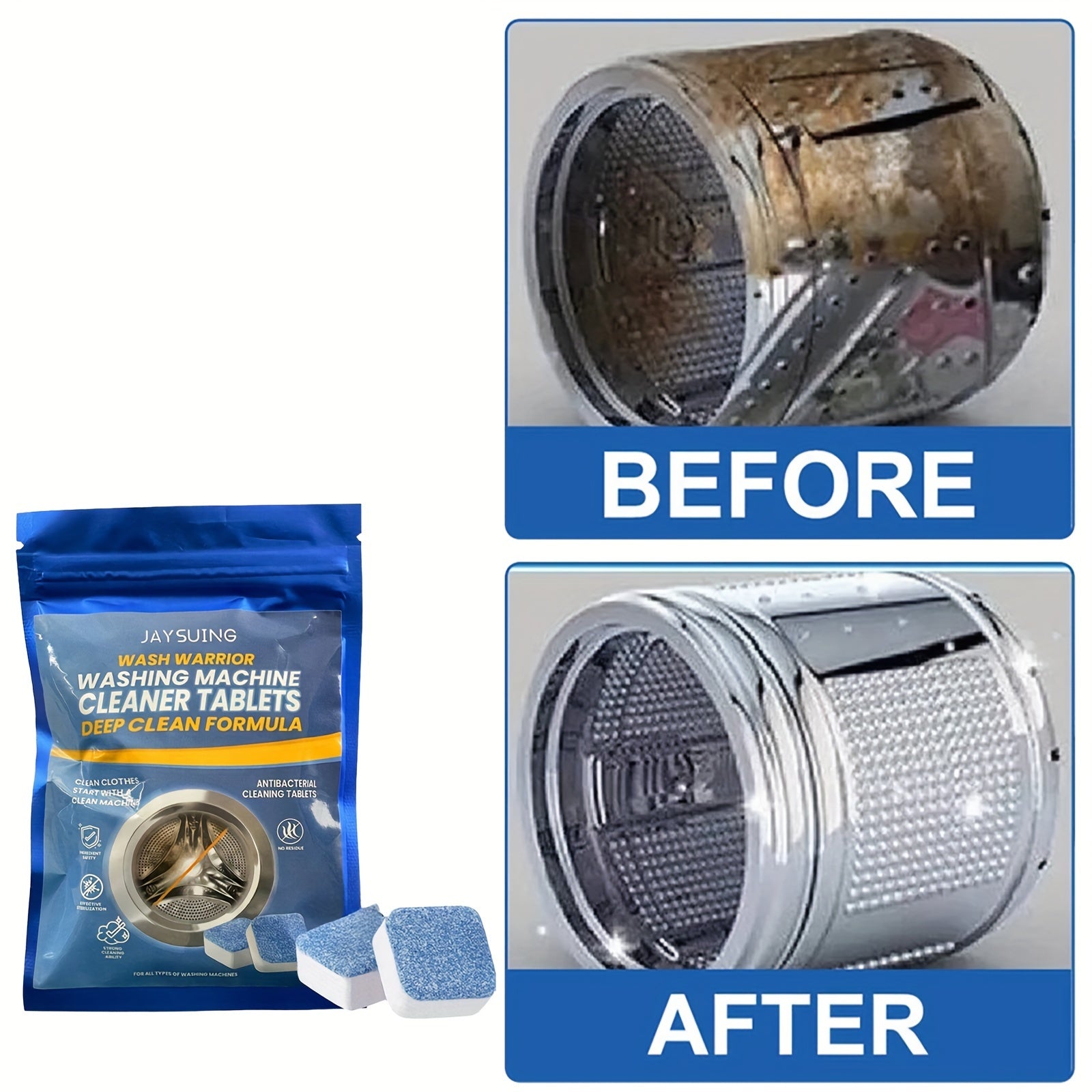 Washing Machine Cleaning Tablets for Stubborn Stain Removal Pack of 6 or 12