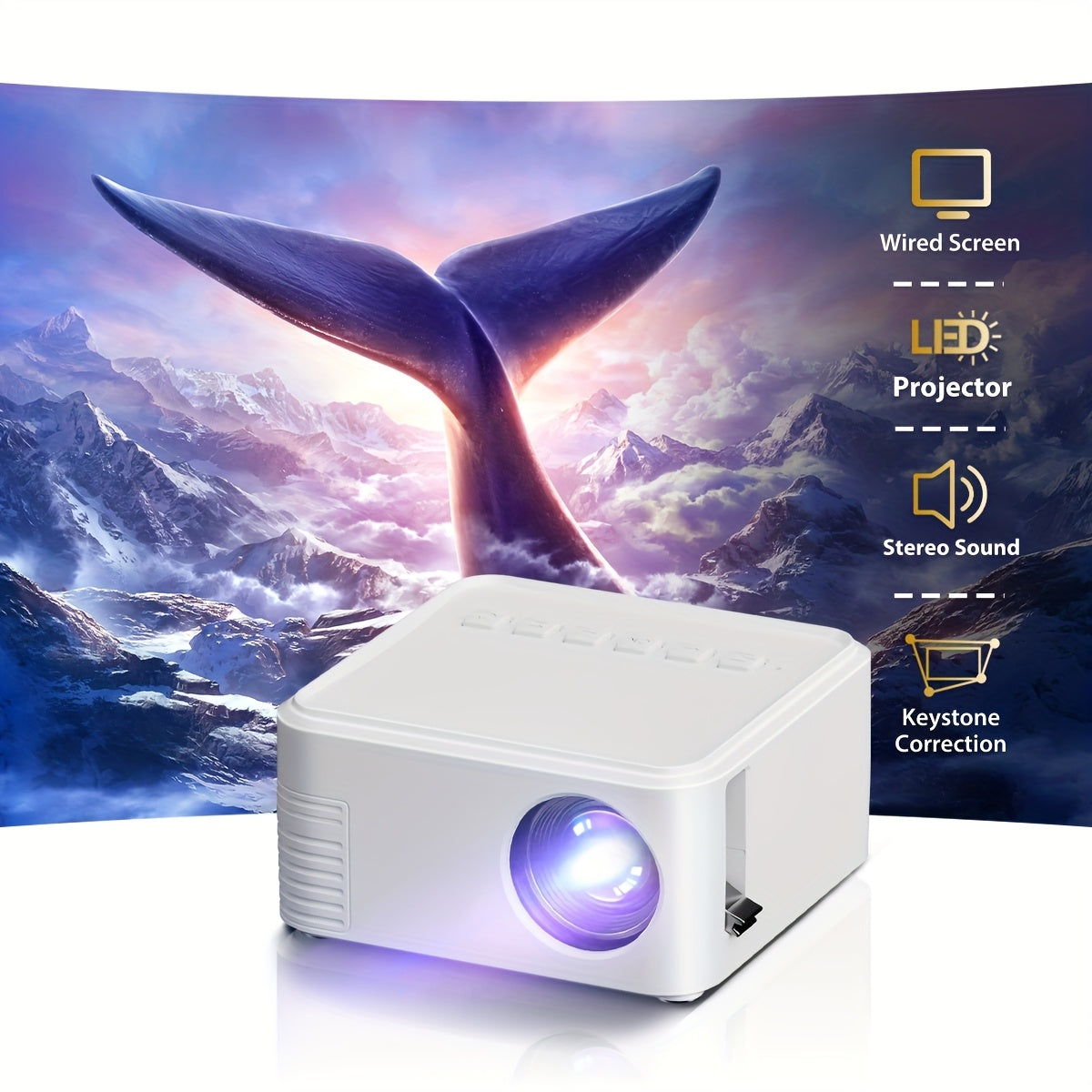 Mini Portable LCD Projector for Home Theater 203cm Display 3D Ready