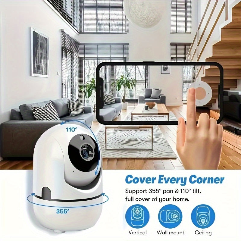 HD 1080P WiFi Security Camera with Night Vision Motion Detection Auto Tracking Two-Way Audio