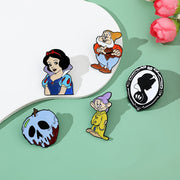 Set of 5 Enamel Pins Snow White and Dwarfs Brooches Alloy Metal for Clothing and Backpacks