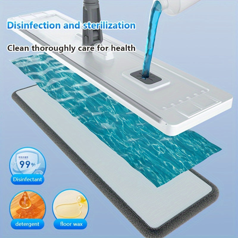 O'z qo'llaringizni po'latdan yasalgan mikroto'qima padiga ega bo'lgan o'z-o'zini yuvuvchi va qurituvchi tekis mopa tizimiga olib qo'ying, bu uy va ofis sharoitlarida foydalanish uchun ideal. Ushbu ko'p funksiyali mop yashash xonasi, yotoqxona, hammom va