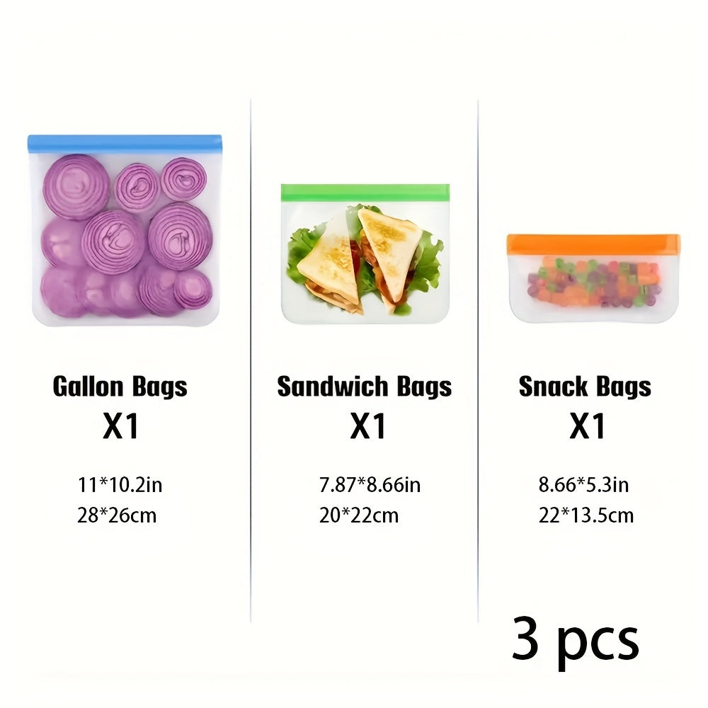 Набор многоразовых мешков для хранения продуктов из силикона, без пластика, безопасных для морозильника, для сэндвичей и закусок