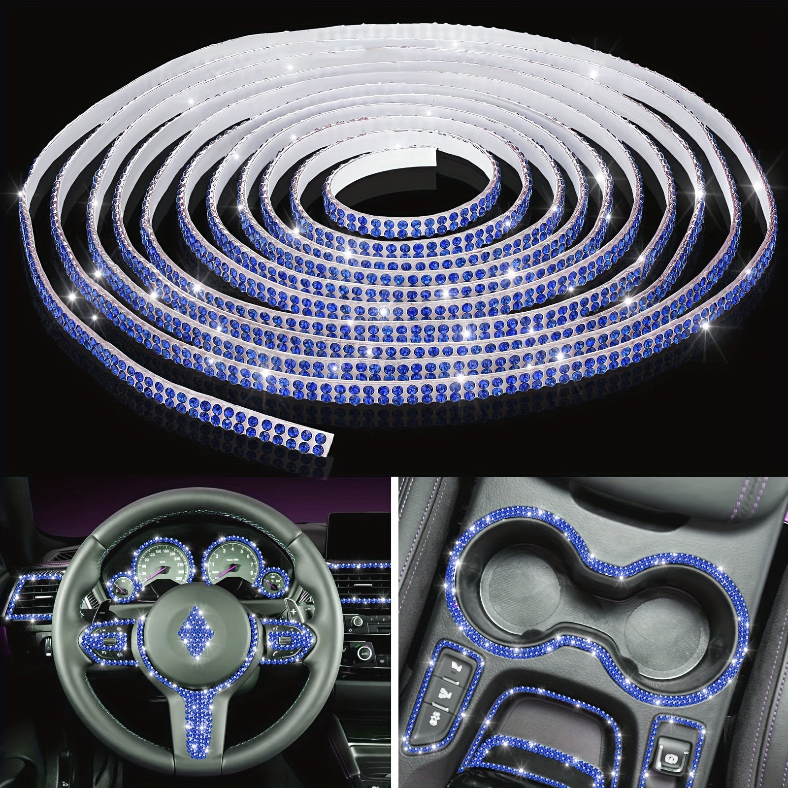 DIY Rhinestone Car Trim Strips Self-Adhesive Glitter Molding Stickers for Interior and Exterior Decor