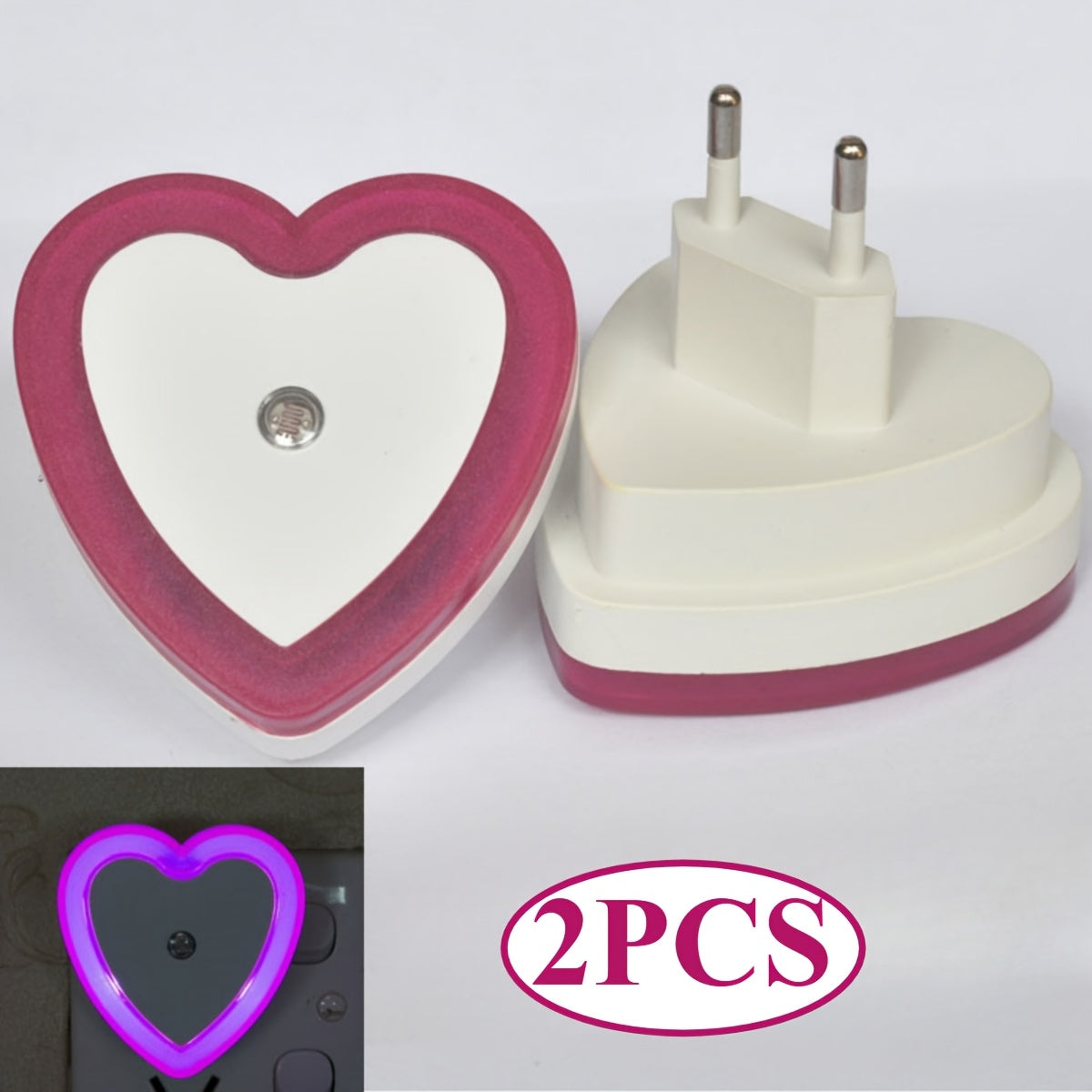 Heart-Shaped LED Night Light with Sensor Wall Mount Indoor Non-Waterproof