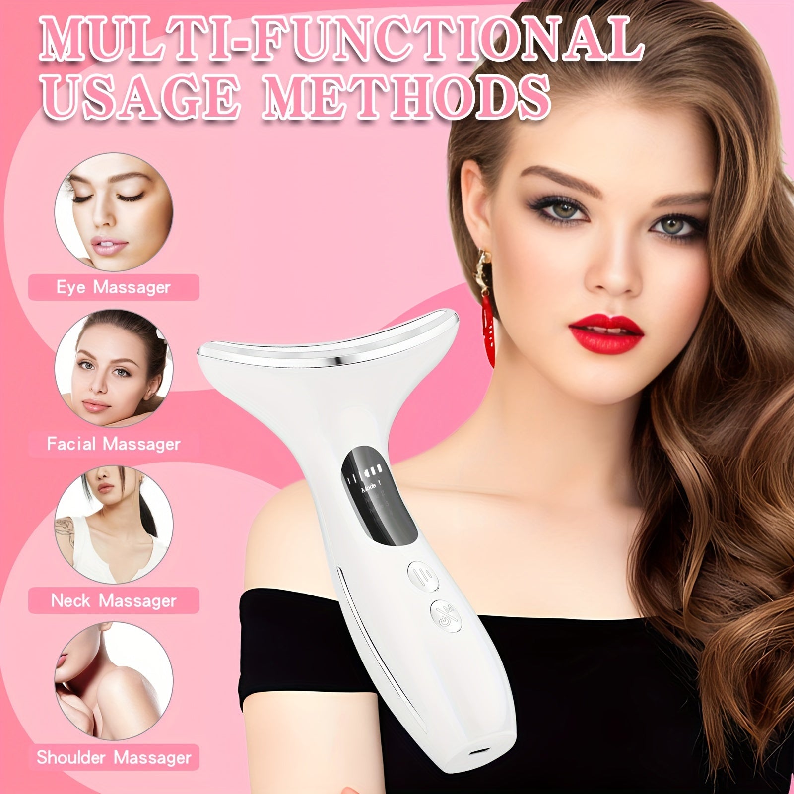 Masajeador facial y de cuello para mujer, recargable por USB, cuidado de la piel, regalo