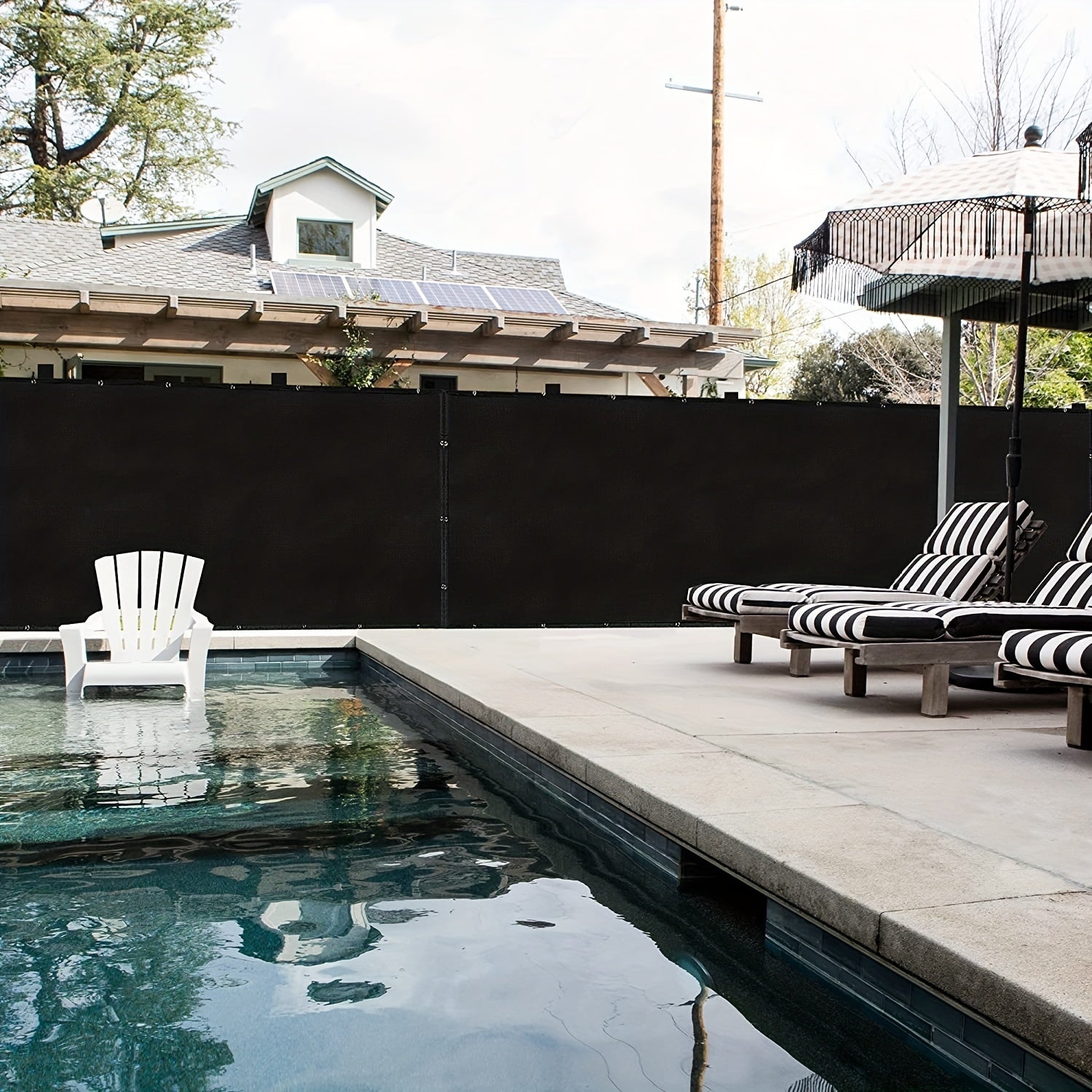 Black Plastic Mesh Garden Privacy Screen UV Resistant Wind Blocker Grommets Cable Ties