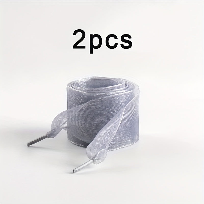 Unisex Flat Satin Silk Shoe Laces Candy Color Canvas Shoe Laces
