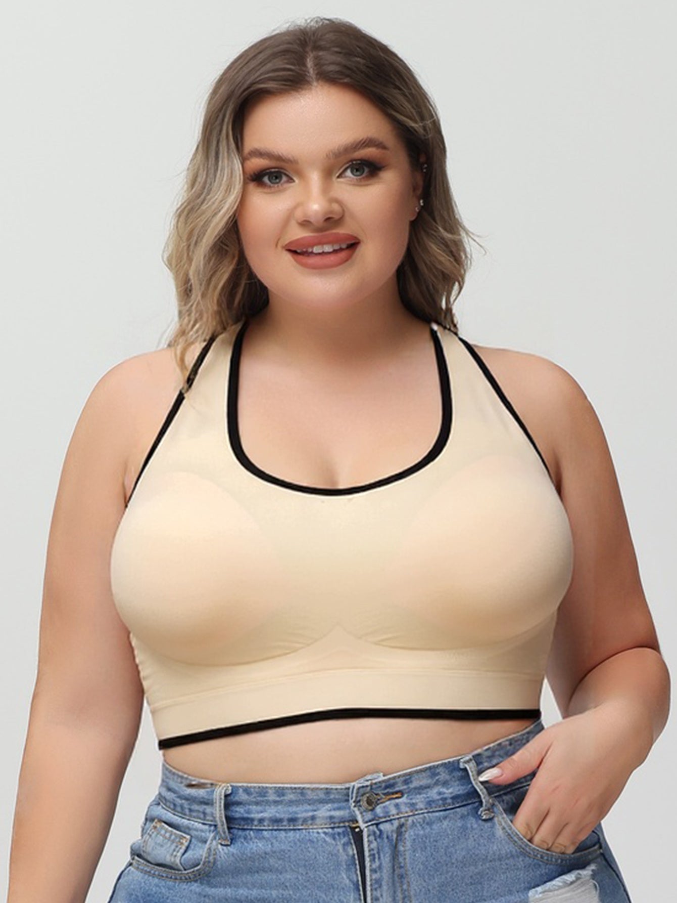 Women's Seamless Breathable Yoga Sports Bra with Chest Support