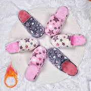 Women Slip-On Cozy Star Pattern Indoor Slippers Warm Non-Slip Sole