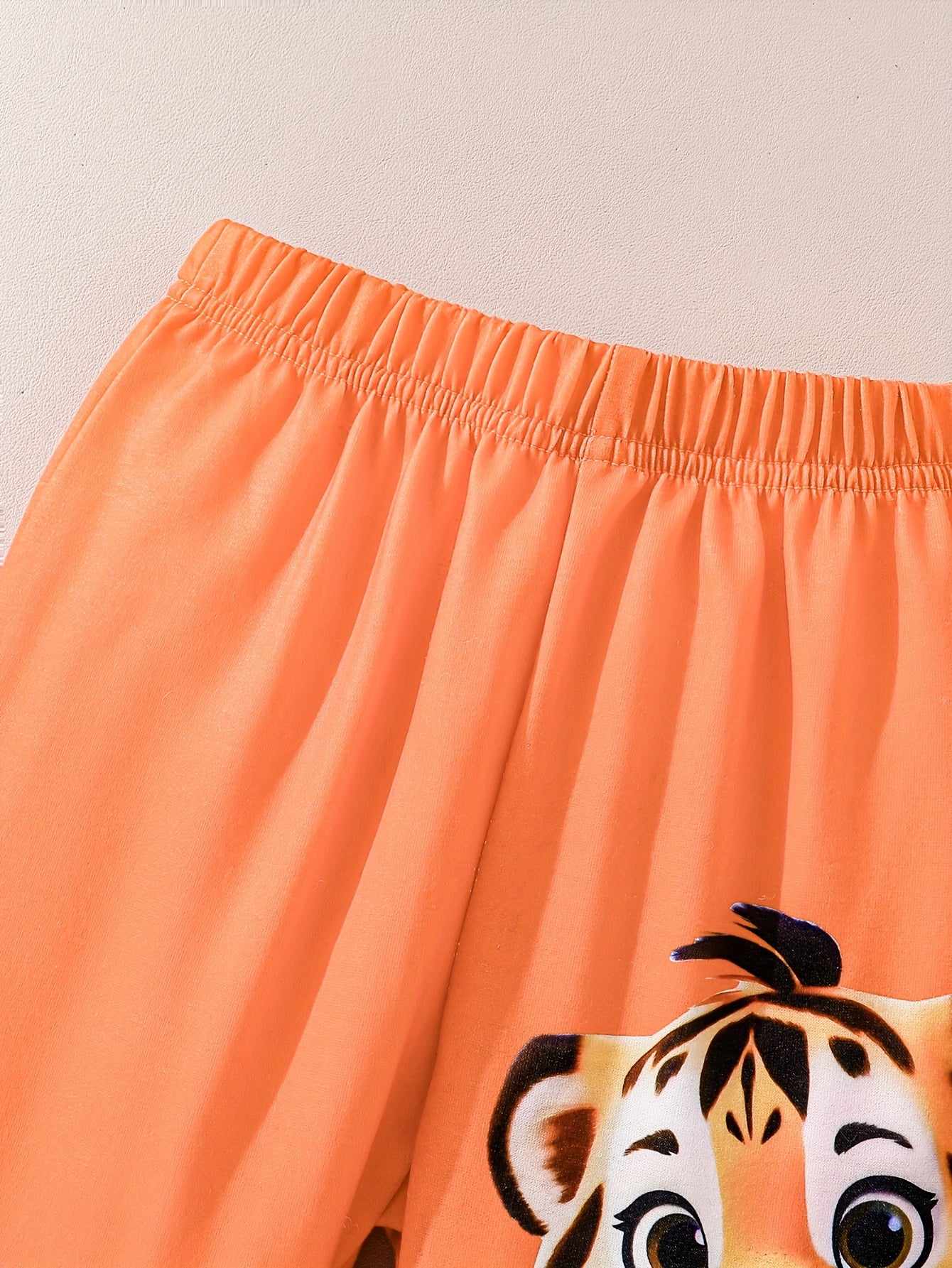 Kids' Tiger Print Sweatshirt Set Polyester Knit Spring Autumn Casual 2pcs