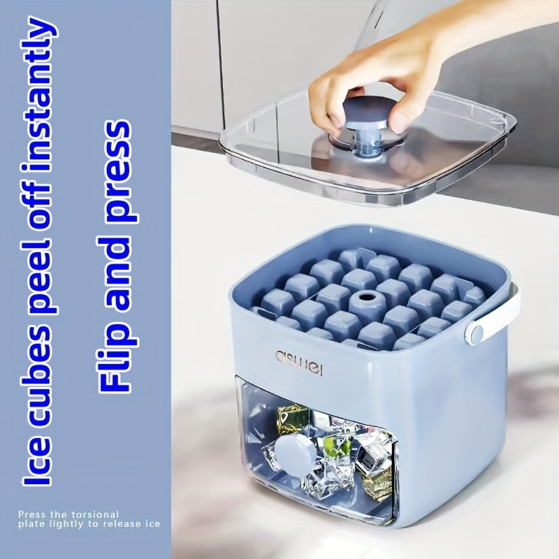 Ice Cube Maker With Double Layer Design Large Capacity Easy Press Cover