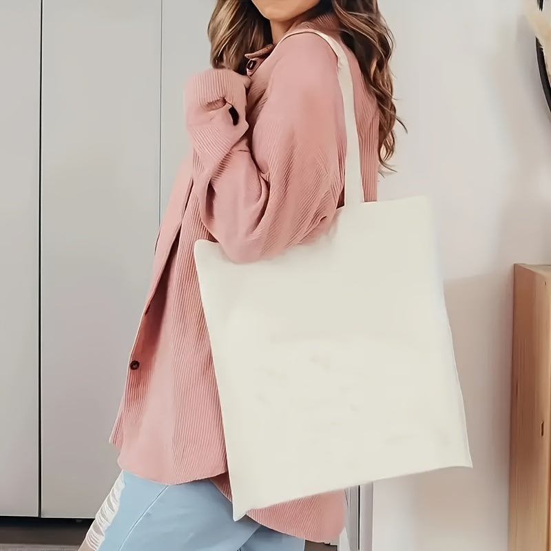 Canvas Shoulder Bag for Women with Simple Color Modern Design Versatile Tote and Diaper Bag