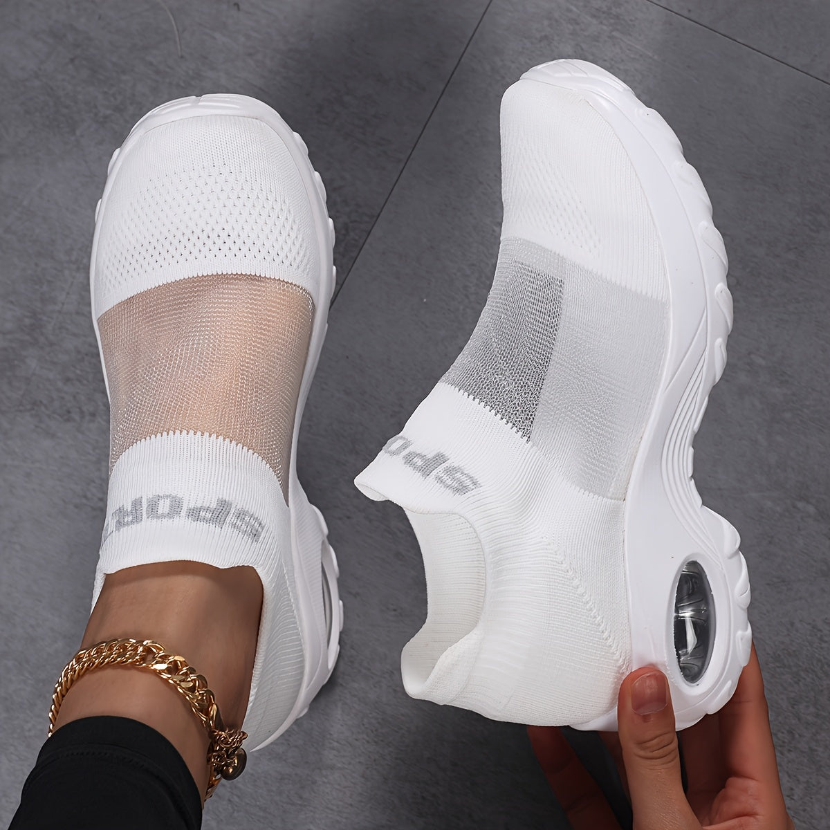 Women's Breathable Mesh Slip-On Sneakers Low Top Round Toe Casual Shoes