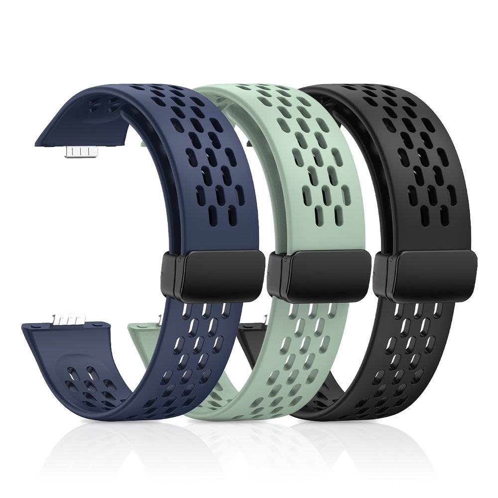 Силиконовый ремешок Huawei Fit3 Watch с многоотверстиями, дышащий, с магнитной складной функцией.