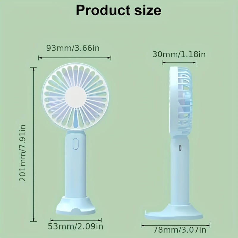 Portable Handheld USB Mini Fan with Phone Holder, High-Speed, Durable Plastic